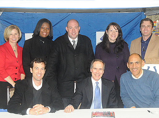 Tyndale book tour team, Sharon Leavitt, Yolanda Sidney, Todd Starowitz with Jessica Quinn, D.J. Snell, Nathan Whitaker, and Tyndale's own David Endrody with Tony Dungy at the Sam's Club book signing.